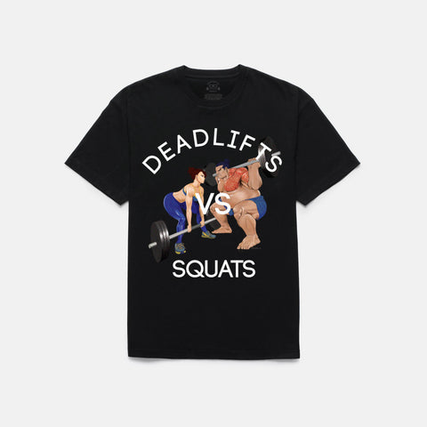 Deadlifts vs Squats T-shirt (BLACK)