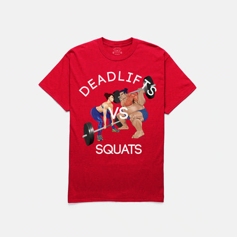 Deadlifts vs Squats T-shirt (RED)
