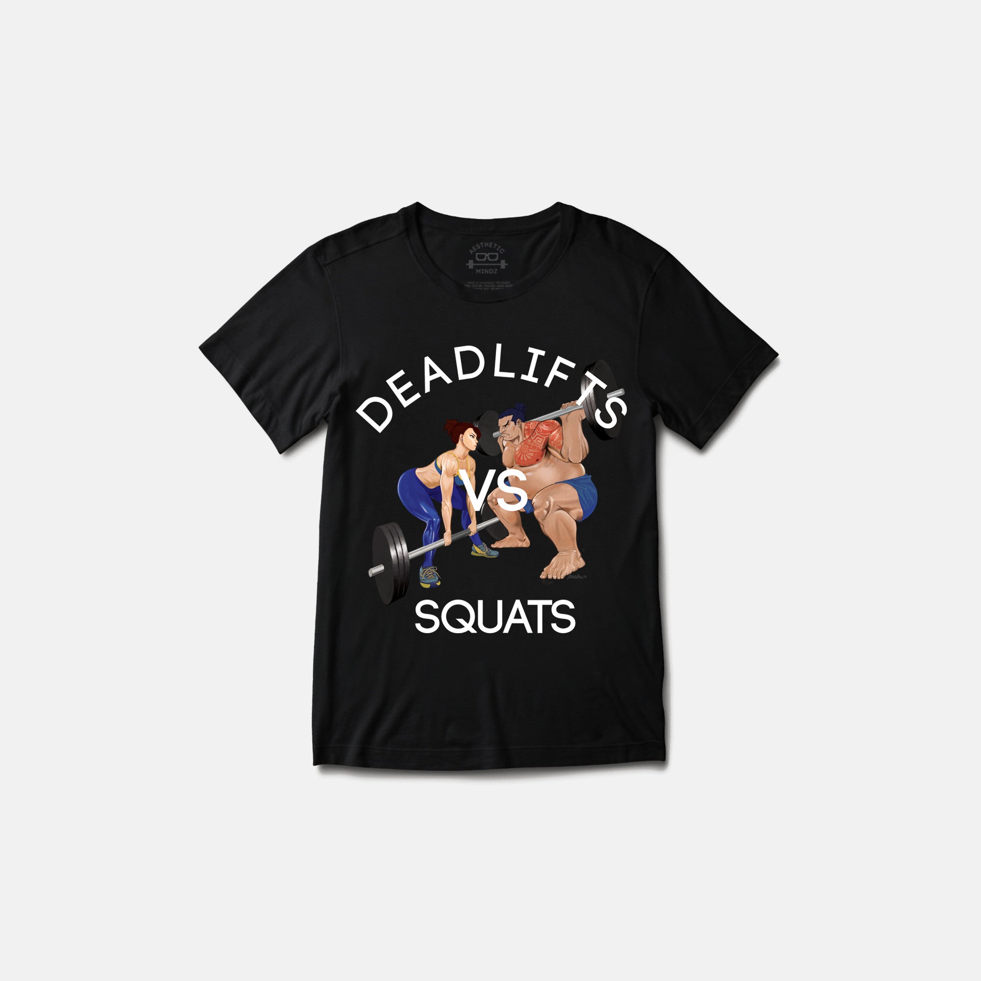 Deadlifts vs Squats Womens T-shirt (BLACK)