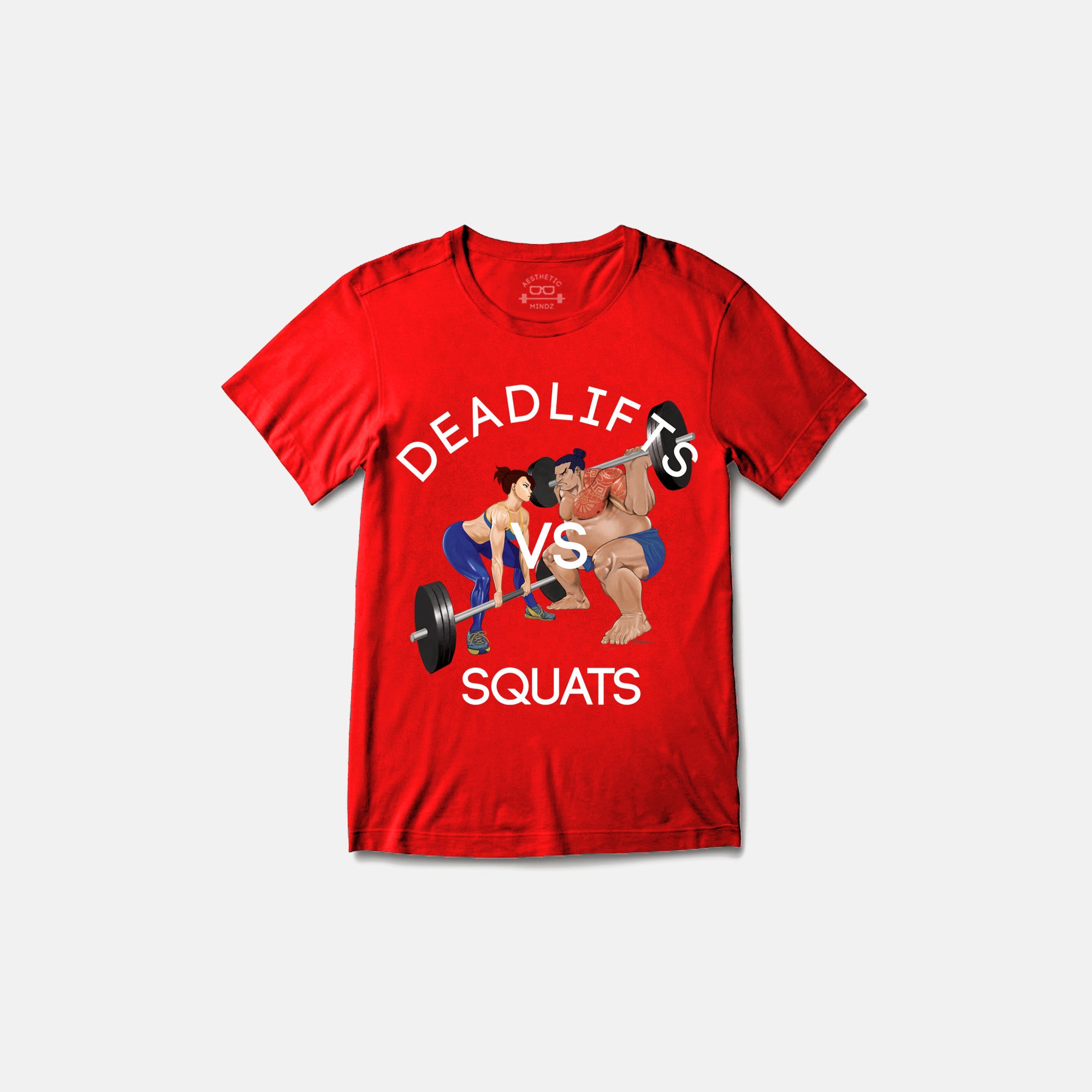 Deadlifts vs Squats Womens T-shirt (RED)