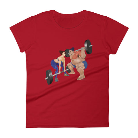 Deadlift vs Squat Womens t-shirt (Red)